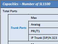 SL1100 System Capacities